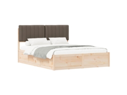 Estrutura de Cama com Cabeceira Estofada Cinzento Acastanhado MAISON EXCLUSIVE