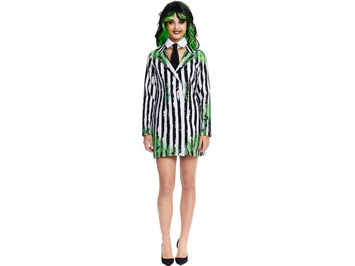 Traje fantasma de terno listrado feminino