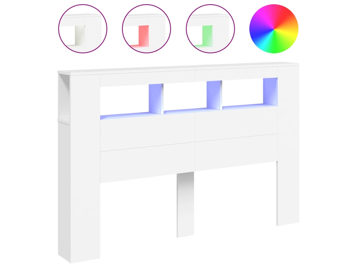 Cabeceira de Cama com Leds Derivados de Madeira Branco MAISON EXCLUSIVE (160x18,5x103,5 cm)