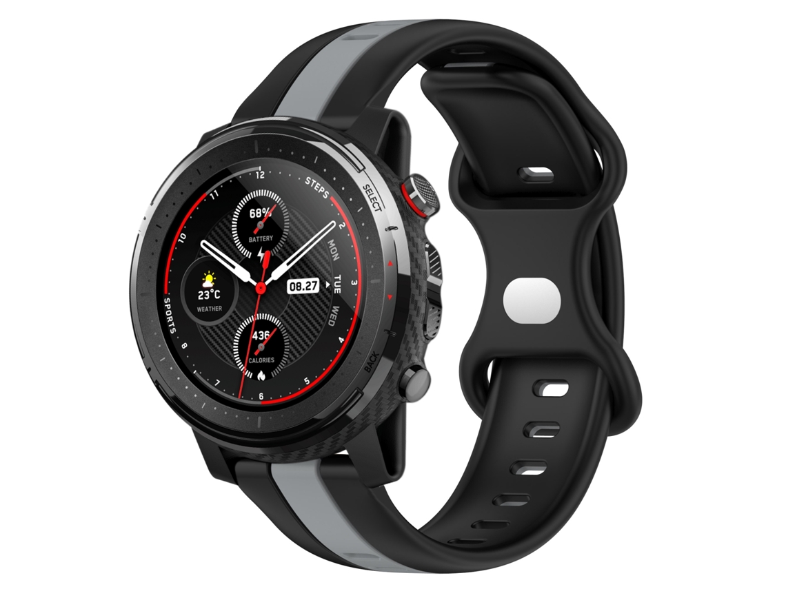 Bracelete de Smartwatch para Amazfit 3 22mm de silicone com fivela borboleta de duas cores (preto + cinza)