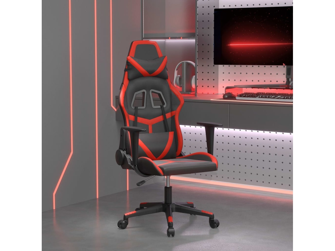 Vidaxl Cadeira Gaming Couro Artificial Preto E Vermelho