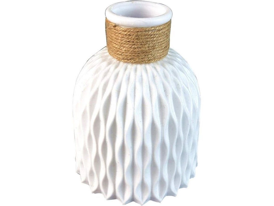 Vaso De Plástico Blanco Para Decoración Hogar, Accesorio Interior, Juego De 1 Florero Para Decoración Casa Y Oficina