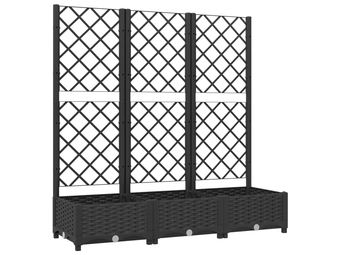 Vaso de jardim VIDAXL Preto Polipropileno (120x40x121,5 cm)