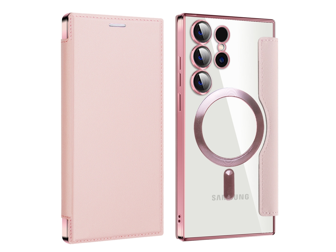 Capa Magnética Para Samsung Galaxy S26 – Com Porta Cartões E Proteção Rfid Anti-roubo Rosa Panoona
