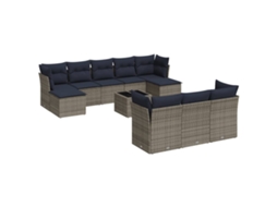 Conjunto de Sofá de Jardim, 11 Peças, Almofadas, Rattan Cinza MAISON EXCLUSIVE