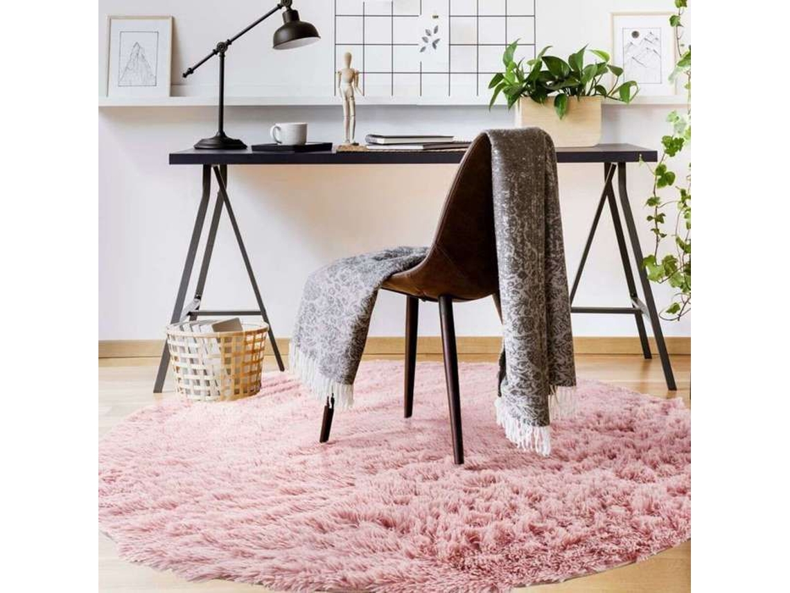 Tapete De Base Fina E Flexível Extra Macio Rosa Diâmetro 160