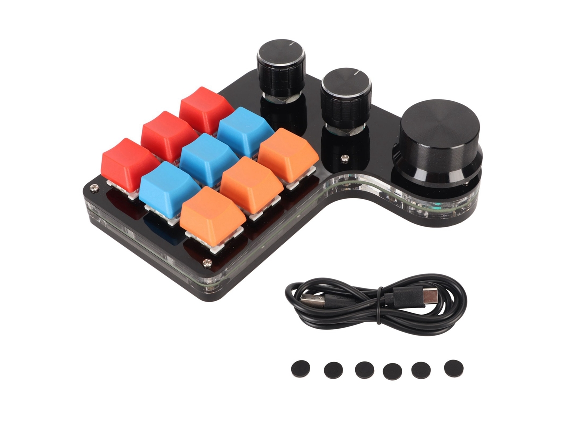 Aetheria teclado Mecânico Mini Programável com 9 Teclas e 3 Botões para Jogo e Escritório Usb One Handed