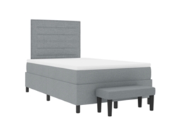 Conjunto 1 Cama Box Vidaxl Cinzento-claro Tecido (120 X 200 Cm)