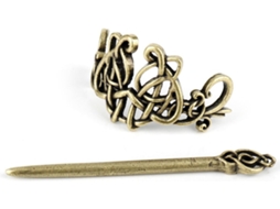 Presilhas de cabelo fáceis de usar, conjunto de 2 unidades, estilo viking vintage em metal.