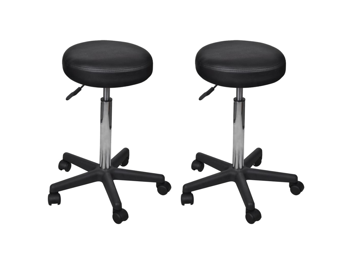 Vidaxl Bancos De Escritório 2 Pcs 35,5x84 Cm Couro Artificial Preto