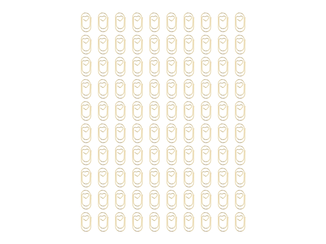100 Clips de Papel Portáteis em Forma de Coração Resistentes À Corrosão Metalizados Dourados para Escritório
