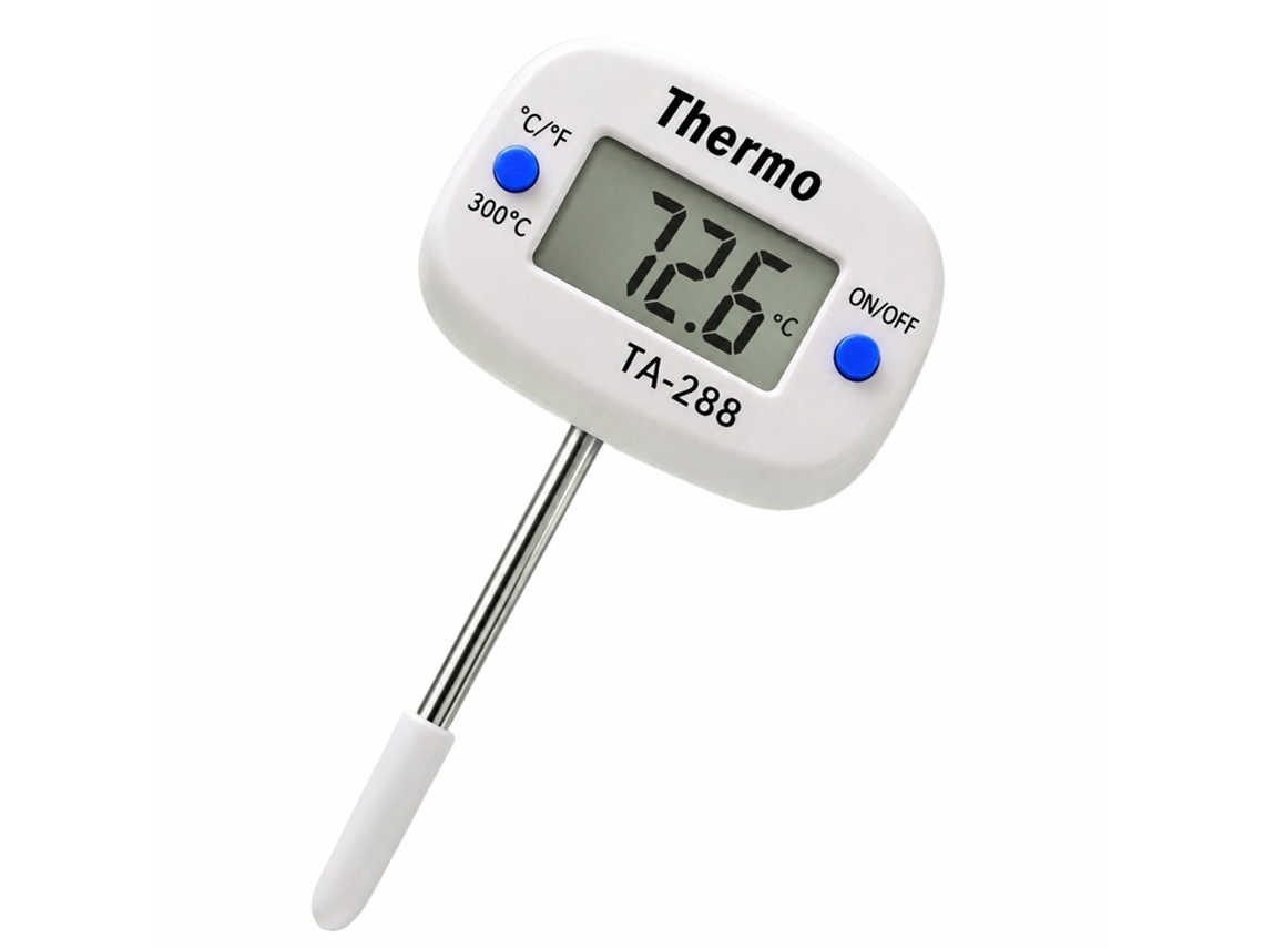 Termômetro Digital De Cozinha Com Sonda, Aço Inoxidável, Display Lcd, Até 300°c