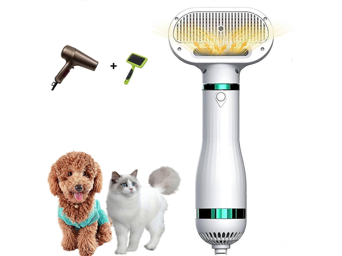 Secador de Pelos para Cães, 2 em 1, com Escova Integrada, Remoção de Pelos com um Clique, Temperatura Ajustável. TAISHENGDA