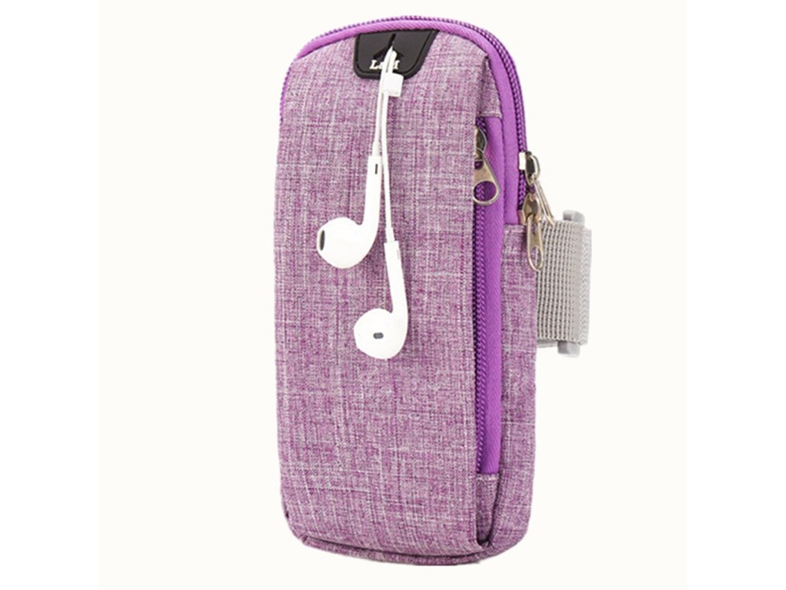 Bolsa De Braço Para Esportes/fitness Com Entrada Para Fone De Ouvido, Premium, Roxa.