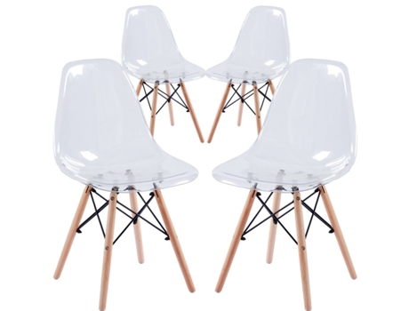 WEHOME Conjunto de 4 Cadeiras de Design Transparente Betty