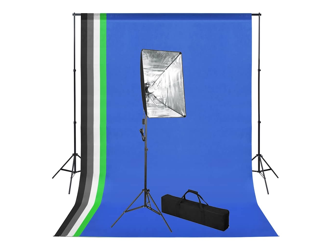 Vidaxl Kit Estúdio De Fotografia Com Fundo E Softbox De Iluminação