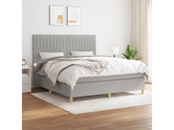 Vidaxl Cama Com Molas/colchão 180x200 Cm Tecido Cinzento-claro