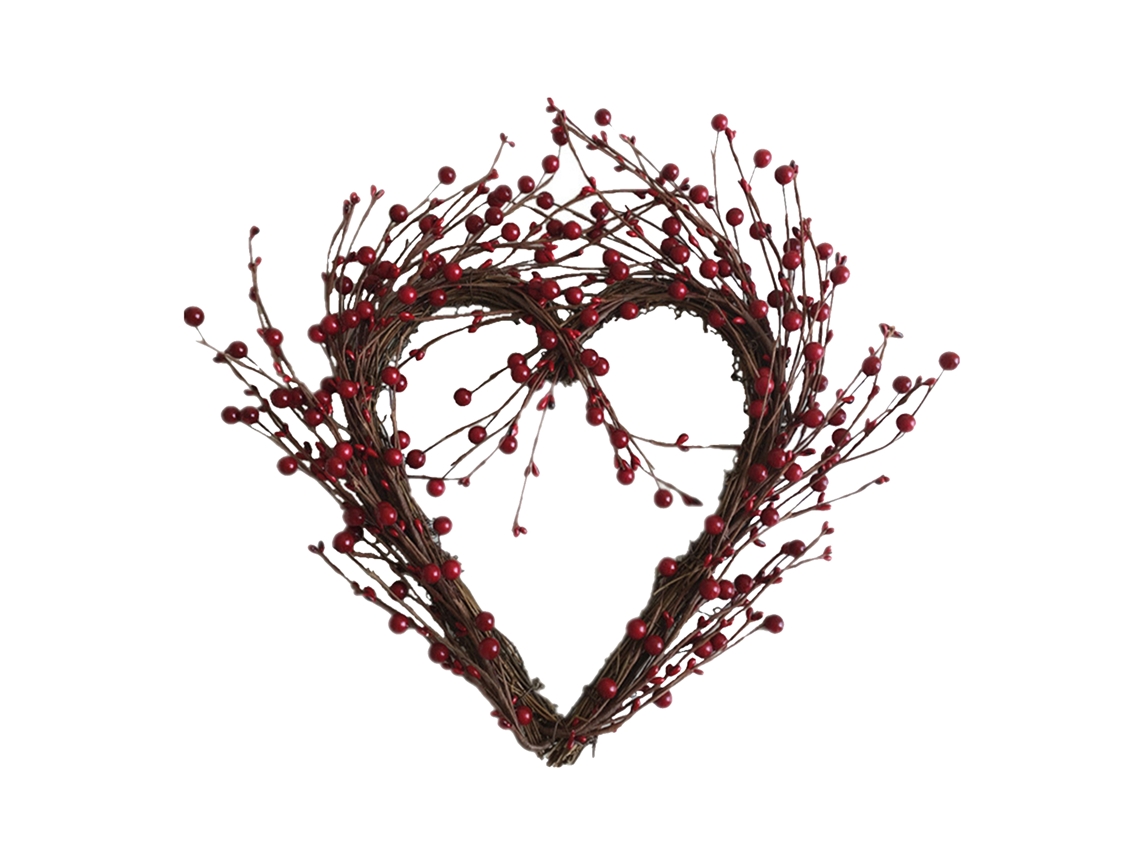Grinalda de Berries Vermelhos, Coração, Porta e Parede, 40cm LAXISCREED