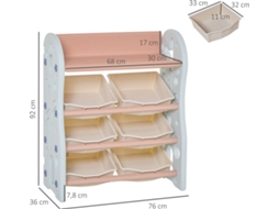 Estante Infantil HOMCOM Azul (HDPE - 76x36x92cm)