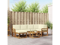 Vidaxl Conjunto De Sofás Para Exterior 7 Pcs Natural E Creme