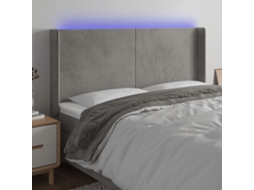 Cabecero de terciopelo con luces LED 163x16x118/128cm Gris Claro