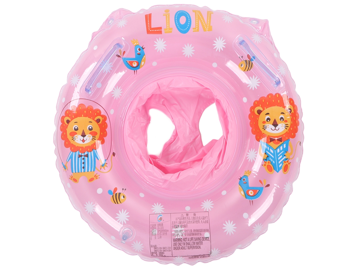 Mali anel Flutuante para Bebê com Duas Alças Assento Seguro Pvc Impermeável Leão Rosa
