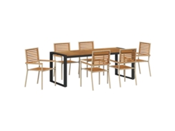 Maison Exclusive - Conjunto Jantar Para Jardim 7 Peças Bege E Marrom Vime Pe