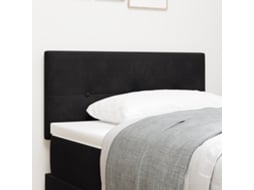 Cabecero capitoné con botones LED, terciopelo negro, 100 cm