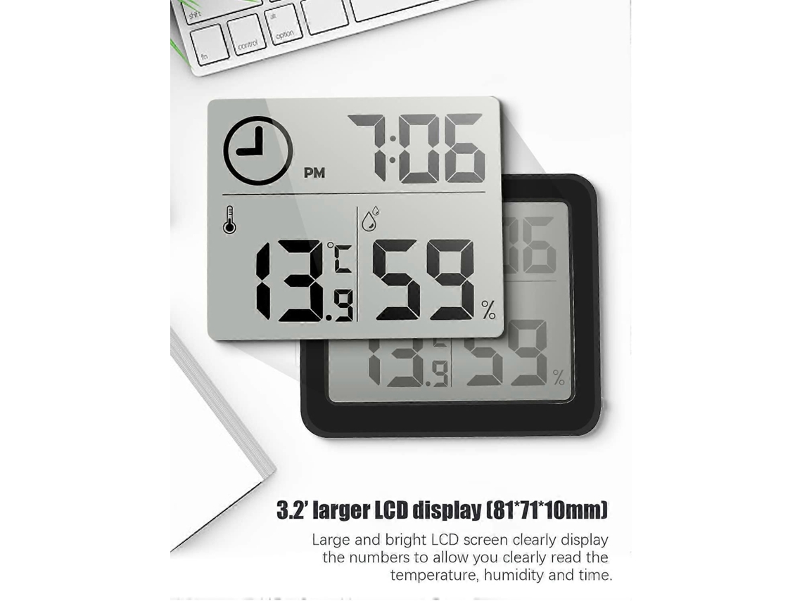 Termômetro/higrômetro Digital Com Tela Lcd Grande De 3,2" Para Monitoramento De Temperatura Ambiente Interna E Medidor De Umidade (preto), 2024 Ping