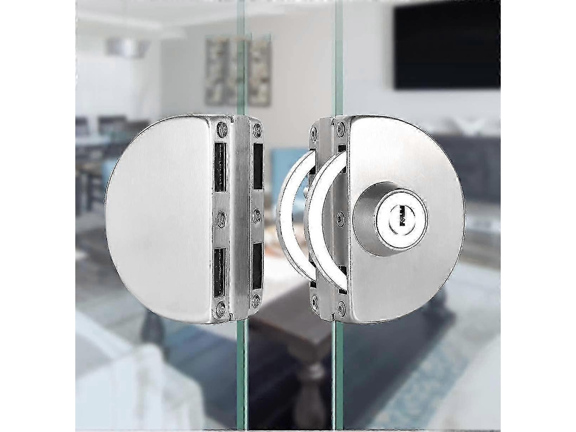 Fechadura De Aço Inoxidável Para Porta Vidro, Sem Necessidade Furação Dupla Vidro Central Deslizante Lucky Vidro.