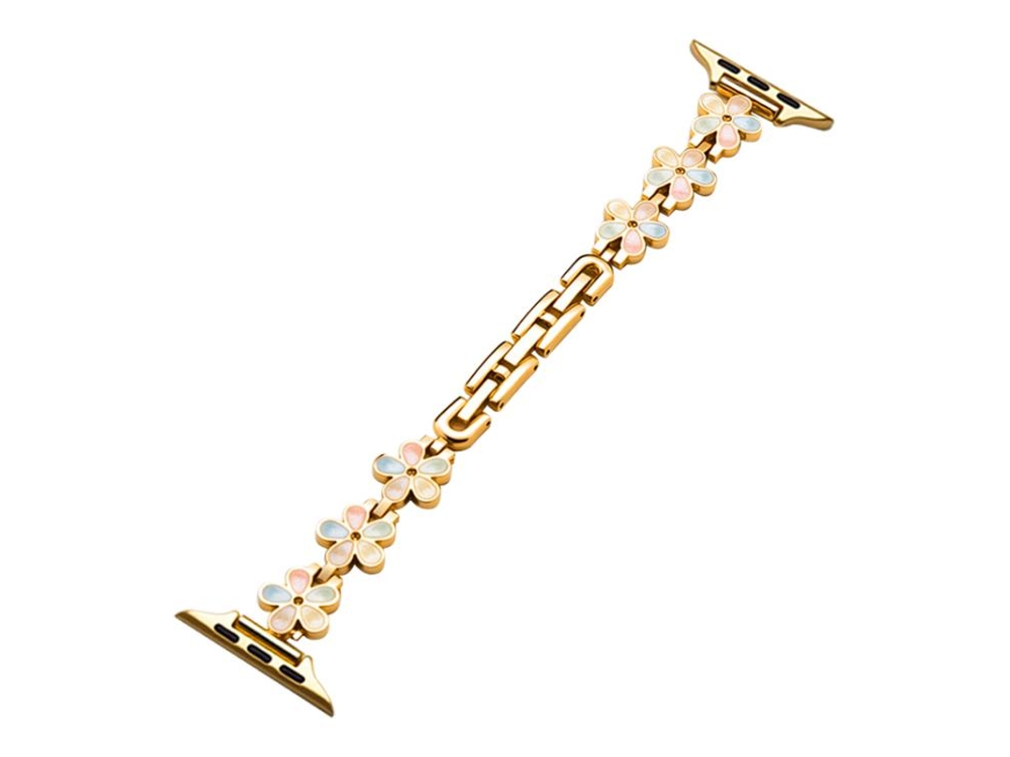 Bracelete para Apple Watch 46/49/45/44mm Metal com Pétalas de Sol Dourada XIAOMOYU