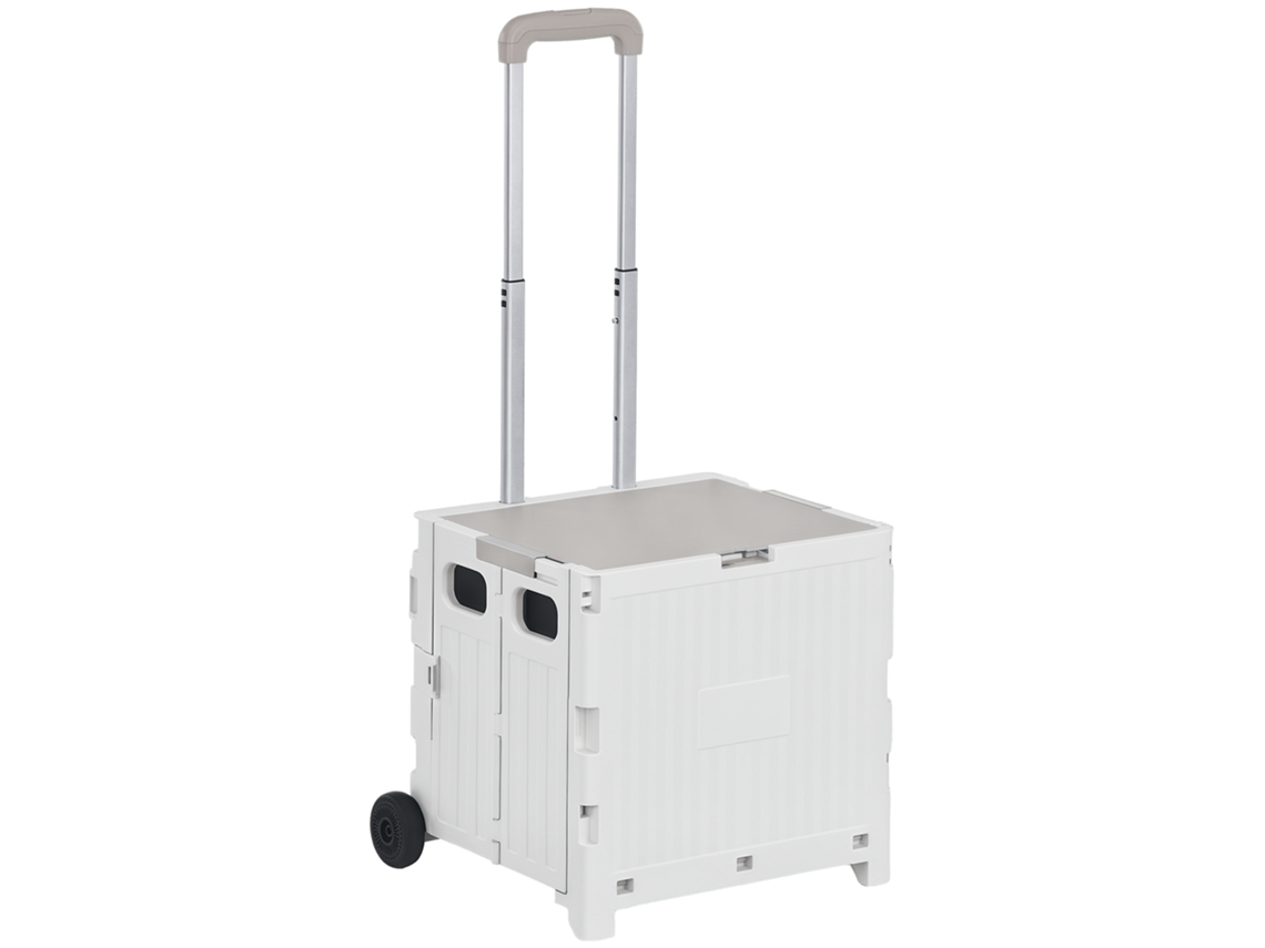 Carrinho de Supermercado com 2 Rodas Alça Ajustável Comprimento 32 Litros Capacidade 41,5x32,5x85 Cm Branco Ge