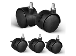 Conjunto De 5 Rodízios Giratórios M8 Para Móveis Com Redução Ruído E Fácil Instalação, Preto