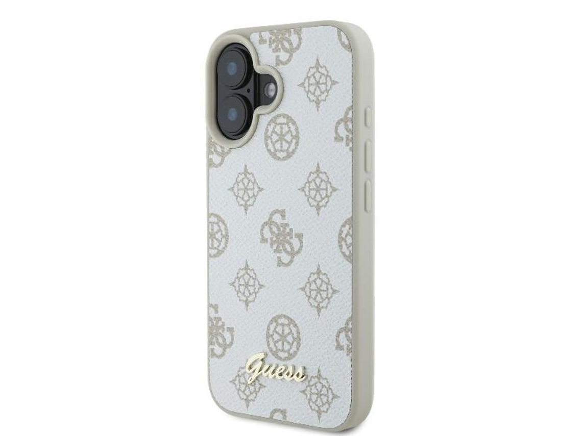 Capa para iPhone 16 GUESS Pele Sintética Rígida Branco