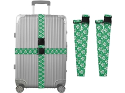 Conjunto De 2 Cintas Bagagem Brancas E Verdes Com Estampa Folha Azevinho Para Malas, Cintas De Viagem, Acessórios De