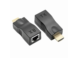 Extensor Hdmi (preto) Que Converte Sinal Para Rj45 Via Cabo Cat 5e/6, Adaptador Ethernet Lan, Suporta Resolução 4k 1080p.