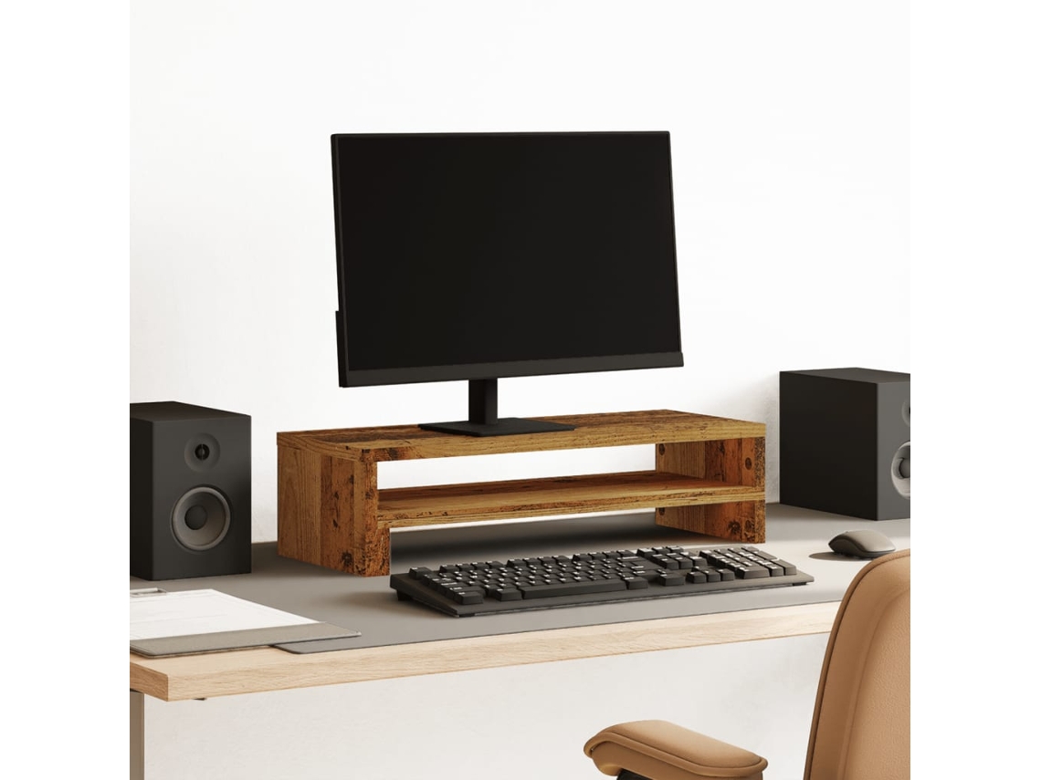 Vidaxl Suporte Monitor 54x22x15 Cm Derivados De Madeira Madeira Velha
