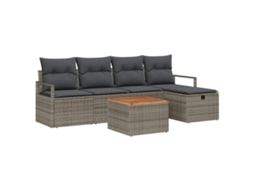 Vidaxl Conjunto De Sofá De Jardim 6 Unid. Cinzeto Rattan Sintético