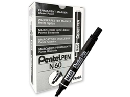 Rotulador Permanente PENTEL N60 Preto Alumínio 12 Unidades
