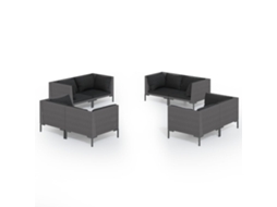 Maison Exclusive - 8 Pcs Conj. Lounge Jardim C/ Almofadões Vime Pe Cinzento-escuro