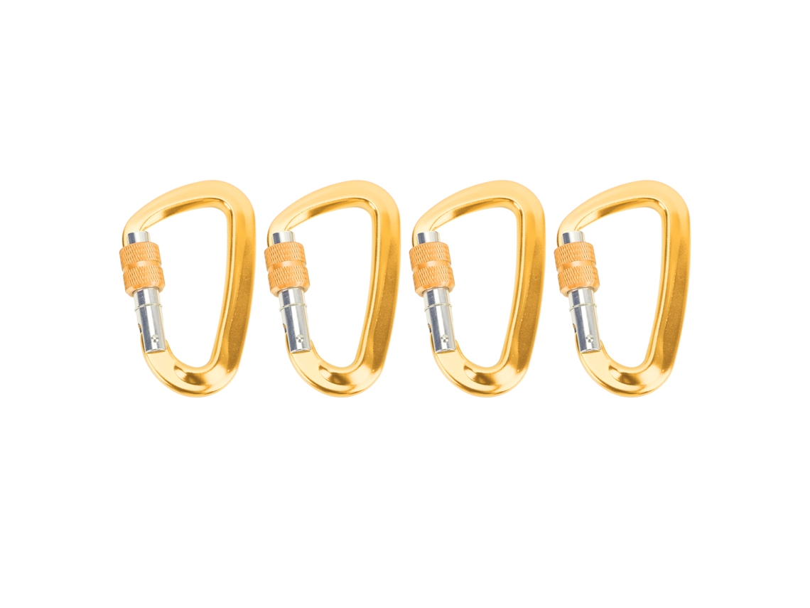 4pcs Fivela D Para Alpinismo Com Travamento Anti-deslizante Gancho De Segurança Para Hiking Camping Ouro