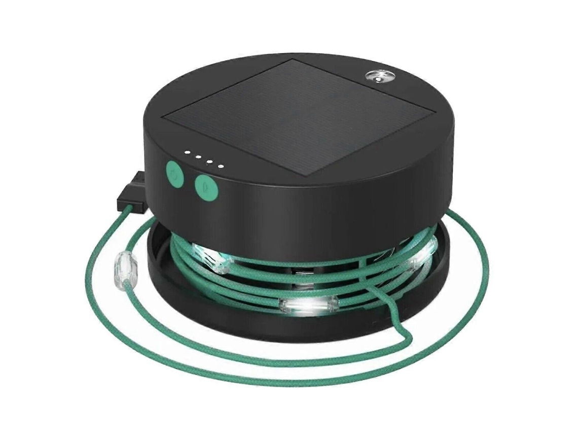 Rebe luzes de Camping Solar Led com Carregador de Telefone, 4 Modos, Luz Flash, Resistente a Gotejamento, Cabo de 18 Pés Negro