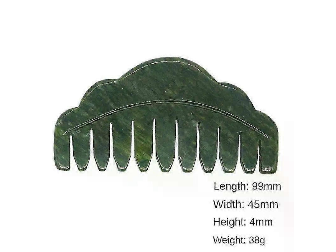 Pente De Jade 2/1 Peça Para Massagem Na Cabeça Feminina, Liso, Pente De Chifre De Jade Fênix Verde Jinyubo Store
