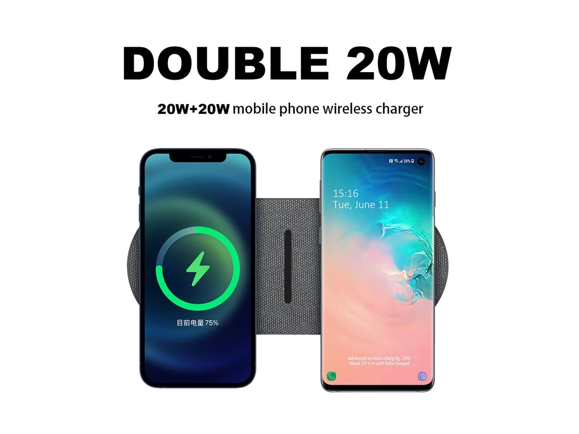 Carregador Sem Fio 20 W Duplo para iPhone e Samsung IKIKSO (cinza)