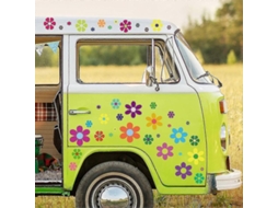 96 Adesivos De Flores Hippie 60s Vinil Retro Decalques Coloridos Para Carro E Festa
