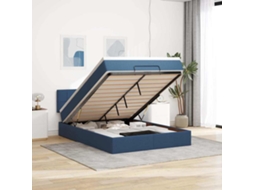 Vidaxl Estrutura De Cama Otomana Com Colchão Tecido Azul 140x200cm