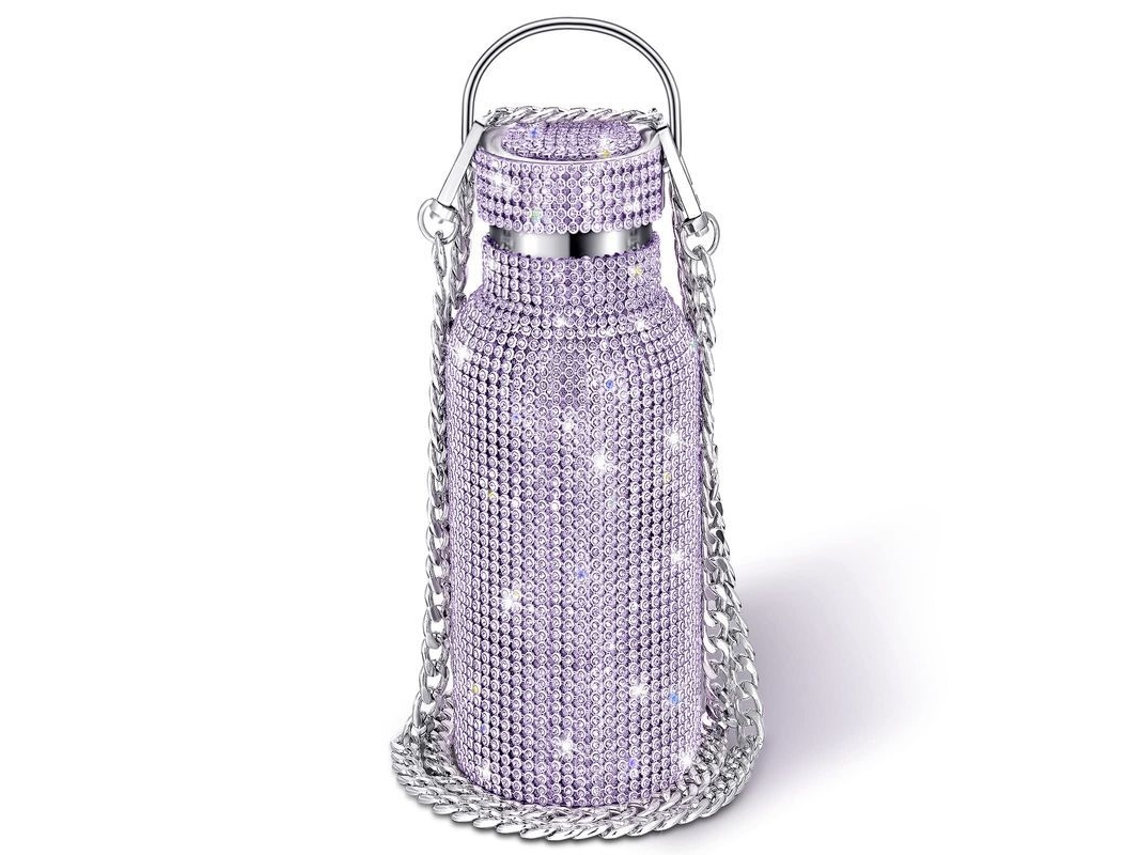 2026 botella Térmica de Acero Inoxidable Con Strass Linjou Color Lila Claro 500 Ml