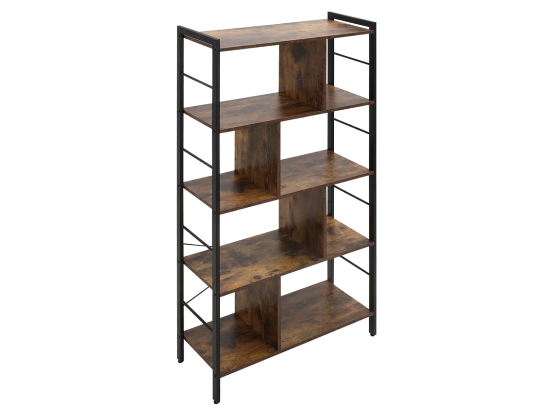 Estante de livros de 4 níveis com 8 compartimentos estilo industrial 74x30x157,5cm ORBITRA COMMERCE