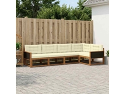 Vidaxl Conjunto De Sofás Para Exterior 5 Unid. Natural E Creme