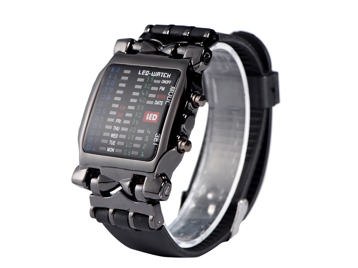 Reloj Electrónico Led Unisex Con Correa De Pu Y Función De Fecha